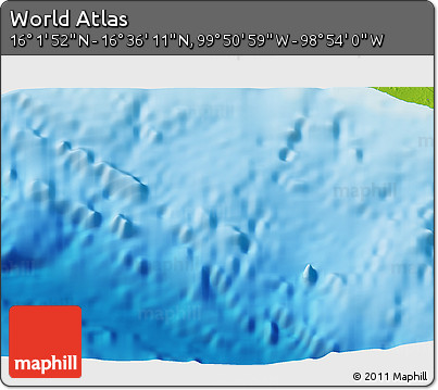 Physical 3D Map of the Area around 16° 19' 2" N, 99° 22' 30" W