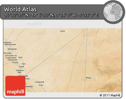 Satellite 3D Map of the Area around 16° 49' 43" N, 0° 4' 30" E