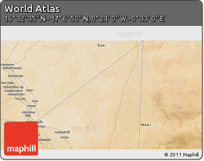 Satellite 3D Map of the Area around 16° 49' 43" N, 0° 4' 30" E