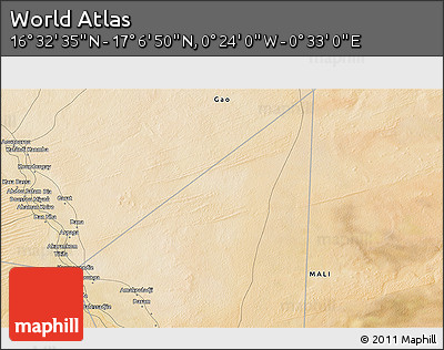 Satellite 3D Map of the Area around 16° 49' 43" N, 0° 4' 30" E