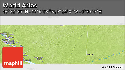 Physical Panoramic Map of the Area around 16° 49' 43" N, 0° 4' 30" E