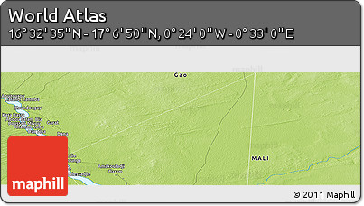 Physical Panoramic Map of the Area around 16° 49' 43" N, 0° 4' 30" E