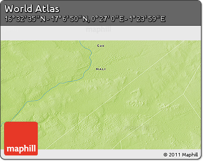 Physical 3D Map of the Area around 16° 49' 43" N, 0° 55' 29" E