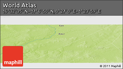 Physical Panoramic Map of the Area around 16° 49' 43" N, 0° 55' 29" E