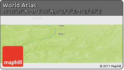 Physical Panoramic Map of the Area around 16° 49' 43" N, 0° 55' 29" E