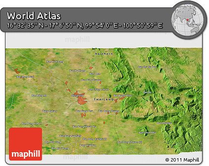 Satellite 3D Map of the Area around 16° 49' 43" N, 100° 22' 30" E