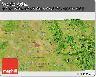 Satellite 3D Map of the Area around 16° 49' 43" N, 100° 22' 30" E