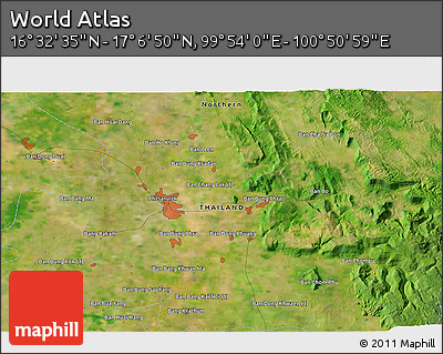 Satellite 3D Map of the Area around 16° 49' 43" N, 100° 22' 30" E
