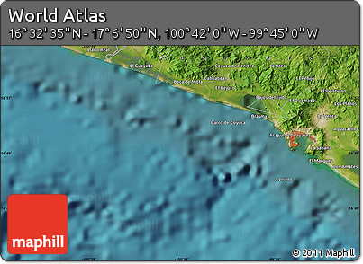 Satellite Map of the Area around 16° 49' 43" N, 100° 13' 29" W