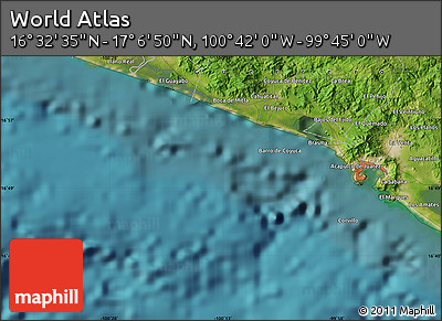 Satellite Map of the Area around 16° 49' 43" N, 100° 13' 29" W