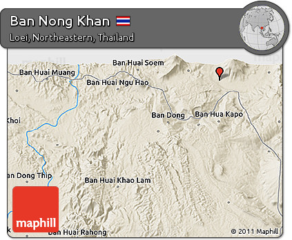 Shaded Relief 3D Map of Ban Nong Khan