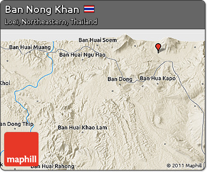 Shaded Relief 3D Map of Ban Nong Khan