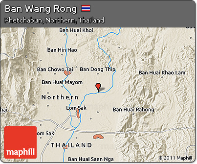 Shaded Relief 3D Map of Ban Wang Rong