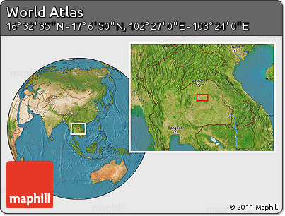Satellite Location Map of the Area around 16° 49' 43" N, 102° 55' 30" E