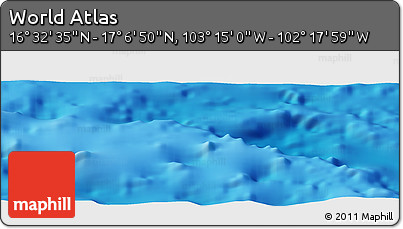 Physical Panoramic Map of the Area around 16° 49' 43" N, 102° 46' 30" W