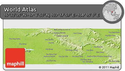 Physical Panoramic Map of the Area around 16° 49' 43" N, 103° 46' 30" E