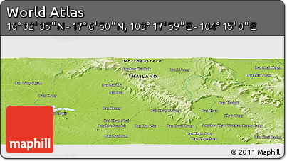 Physical Panoramic Map of the Area around 16° 49' 43" N, 103° 46' 30" E