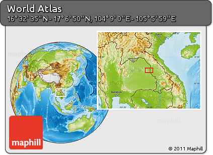 Physical Location Map of the Area around 16° 49' 43" N, 104° 37' 30" E