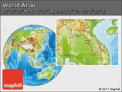 Physical Location Map of the Area around 16° 49' 43" N, 104° 37' 30" E
