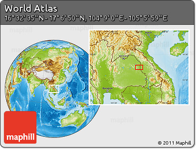 Physical Location Map of the Area around 16° 49' 43" N, 104° 37' 30" E