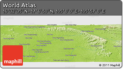 Physical Panoramic Map of the Area around 16° 49' 43" N, 105° 28' 29" E
