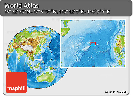Physical Location Map of the Area around 16° 49' 43" N, 115° 40' 30" E