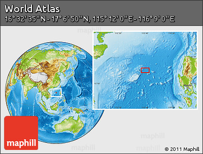 Physical Location Map of the Area around 16° 49' 43" N, 115° 40' 30" E