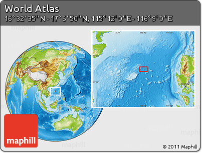 Physical Location Map of the Area around 16° 49' 43" N, 115° 40' 30" E
