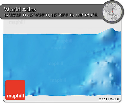 Physical 3D Map of the Area around 16° 49' 43" N, 118° 13' 29" E