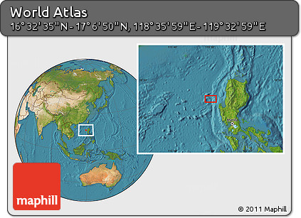 Satellite Location Map of the Area around 16° 49' 43" N, 119° 4' 29" E