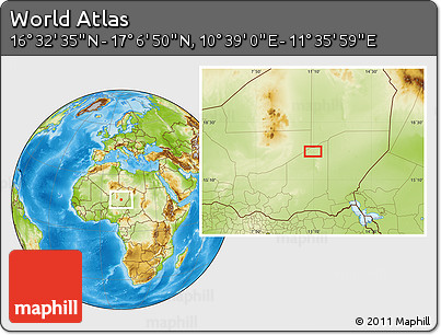 Physical Location Map of the Area around 16° 49' 43" N, 11° 7' 30" E