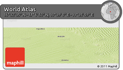 Physical Panoramic Map of the Area around 16° 49' 43" N, 11° 7' 30" E