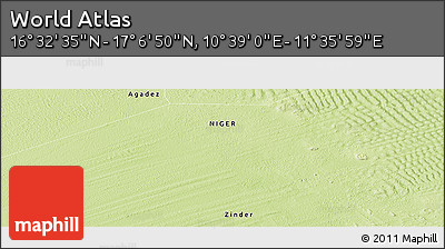 Physical Panoramic Map of the Area around 16° 49' 43" N, 11° 7' 30" E