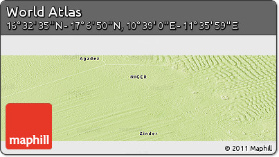 Physical Panoramic Map of the Area around 16° 49' 43" N, 11° 7' 30" E