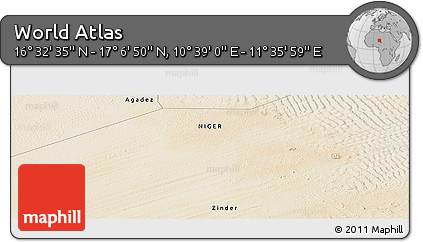Satellite Panoramic Map of the Area around 16° 49' 43" N, 11° 7' 30" E