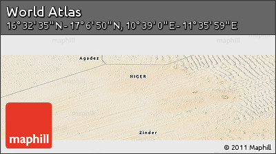 Satellite Panoramic Map of the Area around 16° 49' 43" N, 11° 7' 30" E