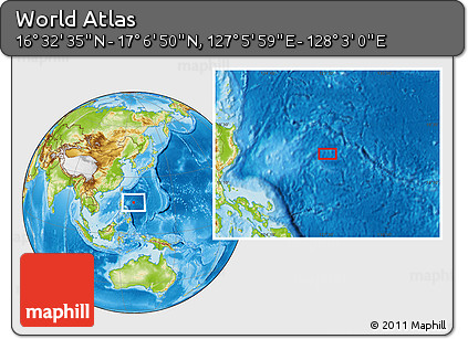Physical Location Map of the Area around 16° 49' 43" N, 127° 34' 30" E