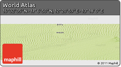 Physical Panoramic Map of the Area around 16° 49' 43" N, 12° 49' 29" E