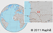 Gray Location Map of the area around 16° 49' 43" N, 12° 40' 30" W