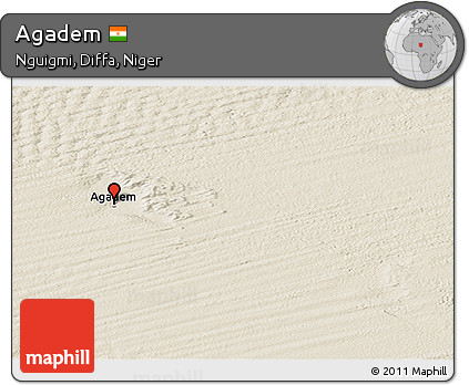 Shaded Relief Panoramic Map of Agadem