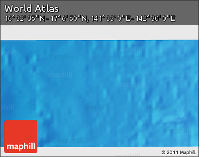 Physical 3D Map of the Area around 16° 49' 43" N, 142° 1' 30" E
