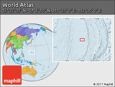 Political Location Map of the Area around 16° 49' 43" N, 142° 1' 30" E