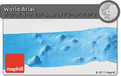 Physical Panoramic Map of the Area around 16° 49' 43" N, 142° 52' 30" E