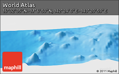 Physical Panoramic Map of the Area around 16° 49' 43" N, 142° 52' 30" E
