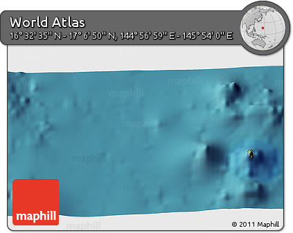 Satellite 3D Map of the Area around 16° 49' 43" N, 145° 25' 30" E