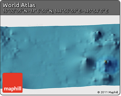 Satellite 3D Map of the Area around 16° 49' 43" N, 145° 25' 30" E