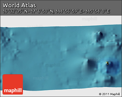 Satellite 3D Map of the Area around 16° 49' 43" N, 145° 25' 30" E