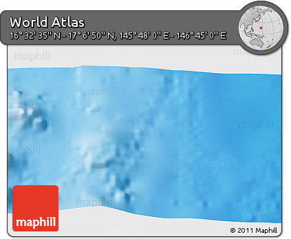 Physical 3D Map of the Area around 16° 49' 43" N, 146° 16' 30" E