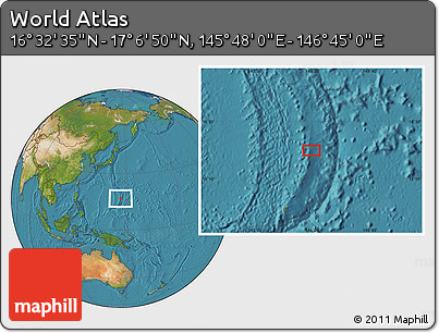 Satellite Location Map of the Area around 16° 49' 43" N, 146° 16' 30" E