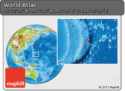 Physical Location Map of the Area around 16° 49' 43" N, 147° 7' 30" E